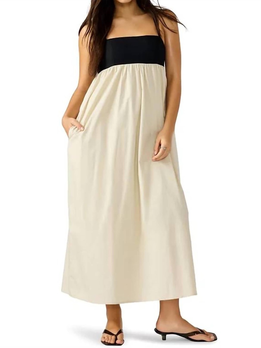 Steve Madden Emmaline Two-Tone Maxi Dress - Black and Cream- Sz Medium